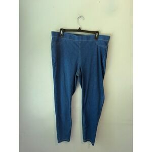 Zac & Rachel Womens 1X Blue Pull On Denim Jeggings Medium Wash Skinny Pants